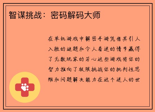 智谋挑战：密码解码大师